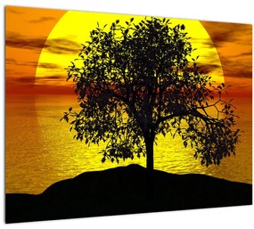 Egy fa sziluettjének képe (üvegen) (70x50 cm)