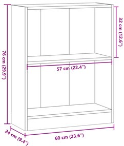 antik fa színű szerelt fa könyvespolc 60 x 24 x 76 cm