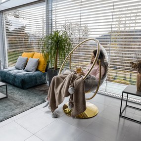 Függő fotel állvánnyal, átlátszó/arany/szürke, BUBBLE NEW TYP 2