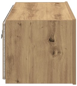 LED világítással ellátott TV fali szekrény, kézműves tölgy, 80x35x31 cm