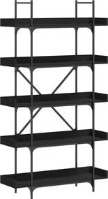 vidaXL 5-szintes fekete szerelt fa könyvespolc 100 x 33 x 180,5 cm