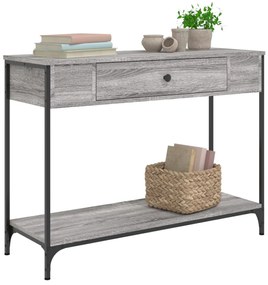 szürke sonoma színű szerelt fa konzolasztal 100 x 34,5 x 75 cm