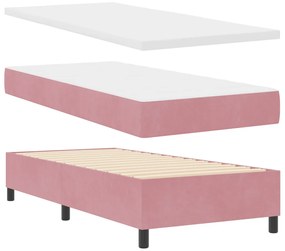 Boxspring Ágy Matraccal Rózsaszín Egyszemélyes Bársonyos