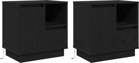 vidaXL Éjjeliszekrény 2 pcs Fekete tölgy 50 x 34,5 x 50 cm Faanyag
