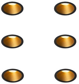 6 db-os modern beépíthető spotlámpa szett fekete arannyal GU10 35mm IP44 - Dept