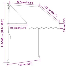 kézzel feltekerhető antracit napellenző 150 cm
