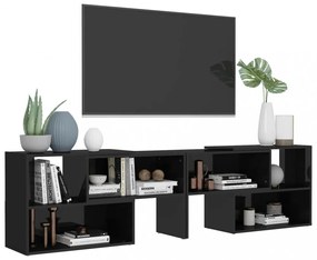 magasfényű fekete szerelt fa TV-szekrény 149 x 30 x 52 cm
