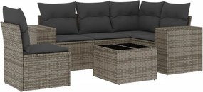 vidaXL 6 részes szürke polyrattan kerti ülőgarnitúra párnákkal