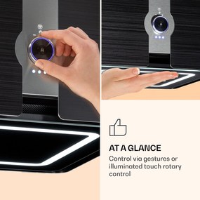 Klarstein Futurelight Smart, sziget páraelszívó, recirkuláció, 420 m³/ó, LED, nemesacél