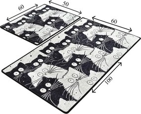 Fekete-szürke fürdőszobai kilépő szett 2 db-os 60x100 cm White Cats – Foutastic