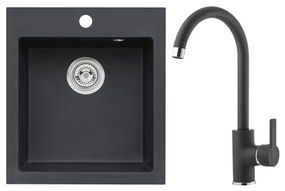 ALVEUS SETA737 - CORTINA konyhai mosogató + TONIA gránit/fekete mosogató csaptelep
