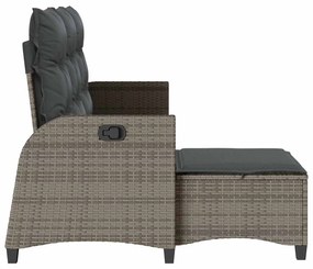 L-alakú szürke polyrattan fekvő kerti kanapé párnákkal