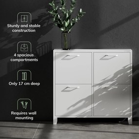 SHIRLEY fém cipősszekrény, 960 x 900 x 170 mm, fehér