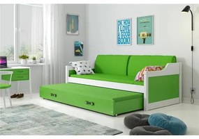 Gyermek kanapé ágy David kihúzható ággyal 90x200 cm - fehér Zöld