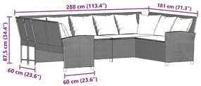 világosszürke polyrattan kerti kanapé párnával