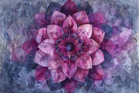 Canvas Vászonkép Lótuszvirág Lila Akvarell Absztrakt 60x40