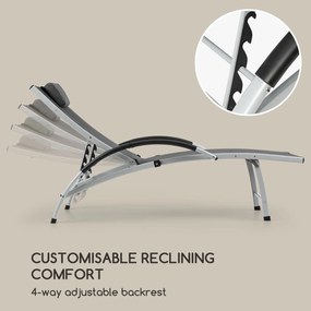 Blumfeldt Sun Valley, kerti nyugágy, összecsukható, fejpárna, szürke