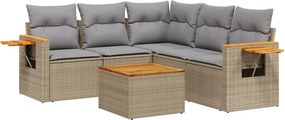 vidaXL 6 részes bézs polyrattan kerti ülőgarnitúra párnával
