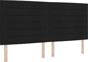 vidaXL Boxrugós ágy matracmal leddel Fekete 200 x 200 cm szövet