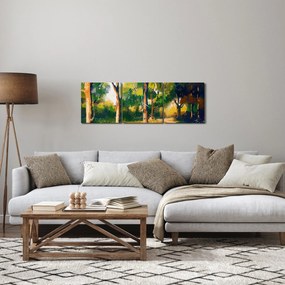 Erdő képe a nyári napsütésben, festmény (órával) (90x30 cm)
