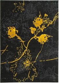 200x290 cm Puha Fekete Arany Szőnyeg Virágok