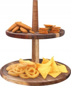 Emeletes fa tálca 2 szint 23 cm gyümölcs- és sütemény