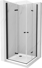 Mexen Lima Duo, zuhanykabin 100 (ajtó) x 100 (ajtó) cm, 6mm átlátszó üveg, fekete profil + zuhanytálca, 856-100-100-70-02-4010B