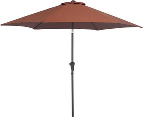 Outsunny Elbillenő Napernyő Kerti Parasol Piacra Kézi Kihúzóval Alu 180 g/m² Poliészter Acél Kávé Ø2.6 x 2.35 m | Aosom