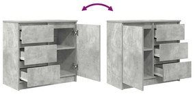 betonszürke szerelt fa tálalószekrény fiókos 71x35x65 cm