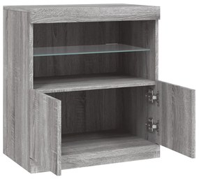 szürke sonoma színű tálalószekrény LED-ekkel 60 x 37 x 67 cm