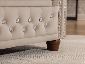 Bézs bársony kinyitható sarokkanapé (bal oldali-L alakú) York Blik – Ropez