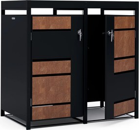 Blumfeldt BinSafe, szemétkosár tároló doboz, 2 szemétkosár, 240 l, zárható, időjárásálló horganyzott acél, beültethető tető