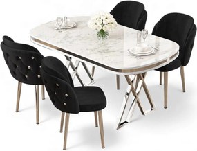 Zae étkezőgarnitúra, fehér márvány-króm, 168 cm – TR240CHR3068
