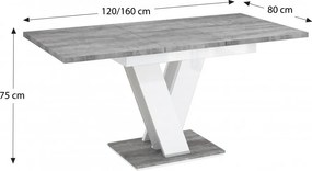 Masiv 4 személyes étkezőszett Coleta székekkel, Beton - Szürke N