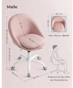 Irodai szék, állítható magasságú forgószék, rózsaszín