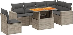 vidaXL 7 részes szürke polyrattan kerti ülőgarnitúra párnákkal
