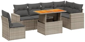 vidaXL 7 részes szürke polyrattan kerti ülőgarnitúra párnákkal