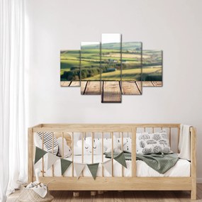 Kép - Fa polc tájképi elemekkel (150x105 cm)