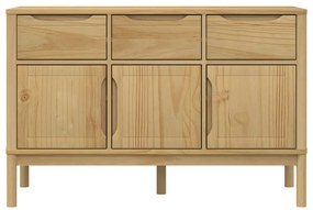 FLORO viaszbarna tömör fenyőfa tálalószekrény 114 x 43 x 74 cm