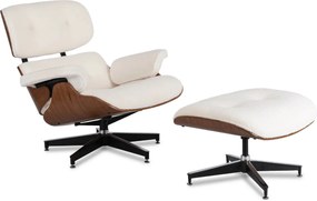 Pihenőfotel lábtartóval fehér bouclé kárpittal – PALERMO