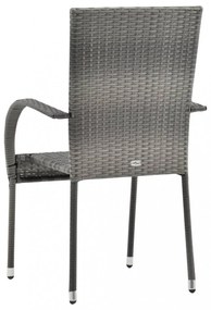 2 db szürke rakásolható polyrattan kültéri szék