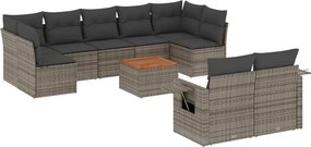 vidaXL 10 részes szürke polyrattan kerti ülőgarnitúra párnákkal