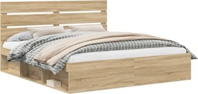 vidaXL Ágykeret fejtámlával Sonoma 200 x 200 cm Tömör fenyőfa