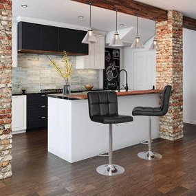 Bárszék szett 2 db-os, állítható magasság, szintetikus bőr, fekete