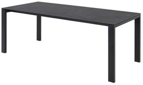 Asztal Oakland 788Fekete, Matt fekete, 75x90x200cm, Kerámia, Üveg, Fém