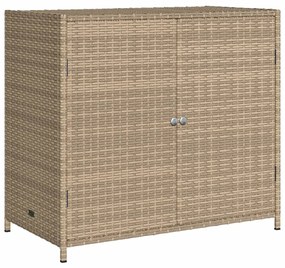 bézs polyrattan kerti tárolószekrény 83x45x76 cm