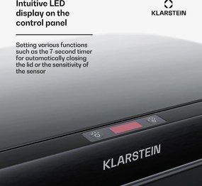 Klarstein Touchless, szenzoros szemétkosár, 60 l, rozsdamentes acélból, Soft-Close záródás, elemmel működő, LED kijelző, időzítő