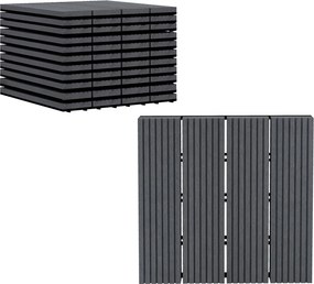 Outsunny 11 db-os Kültéri Csempeszett 30x30 cm 1 m² Kültéri Kert Padlócserepe Non-slip és Időjárásálló Könnyű Telepítés Kert Terasz Erkély Szürke | Ao