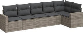 vidaXL 6 részes szürke polyrattan kerti ülőgarnitúra párnákkal