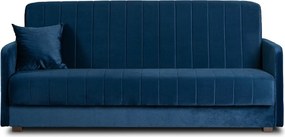 2 db-os szett, ágyazható kanapé sötétkék színben, velúr kárpittal PORTO